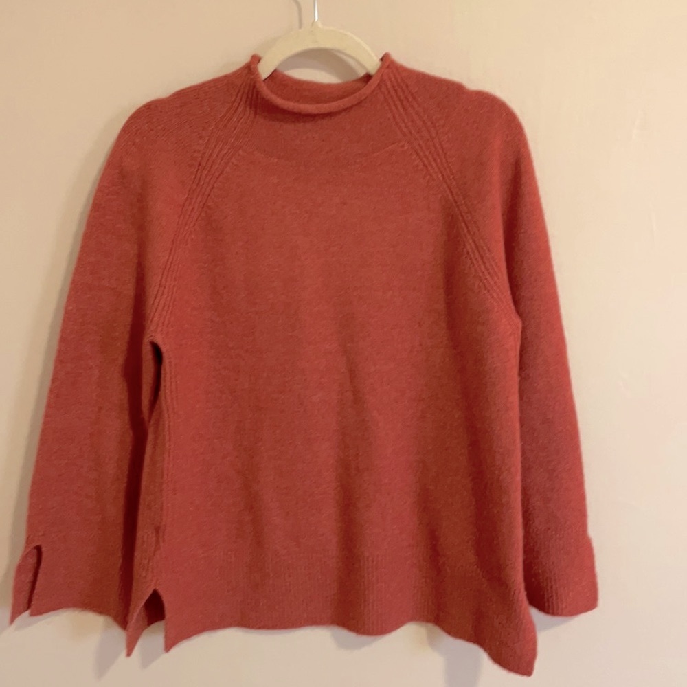 LOFT red orange acrylic turtleneck sweater